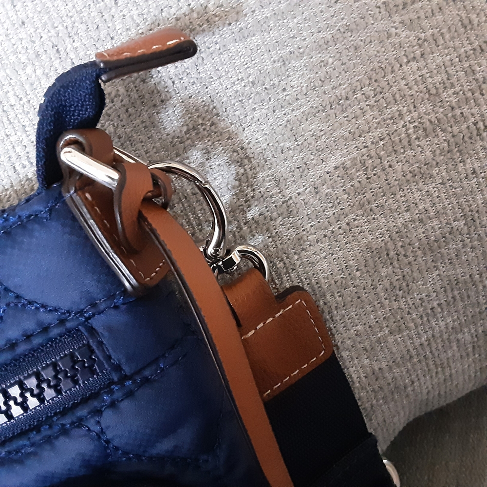 Brighton Quilted Navy Crossbody Tan Trim & Heart Charm - Picture 11 of 11